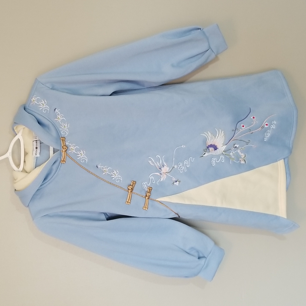 Modakawa Blue Embroidered Bird Sweater Dress